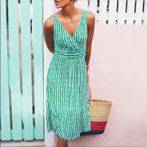 Boden Sleeveless V-Neck Effie Jersey Dress Size 12 Long blue green